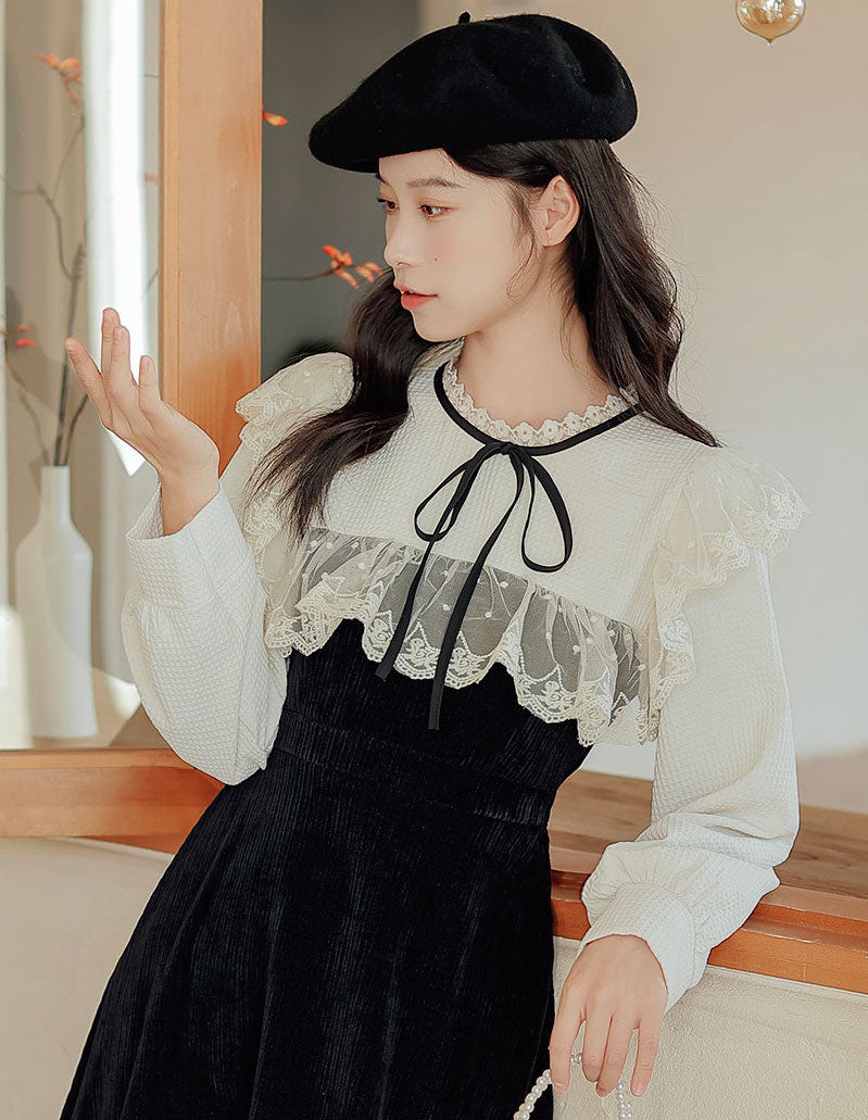 Square Lace High Neck Sweater Dress Maxct