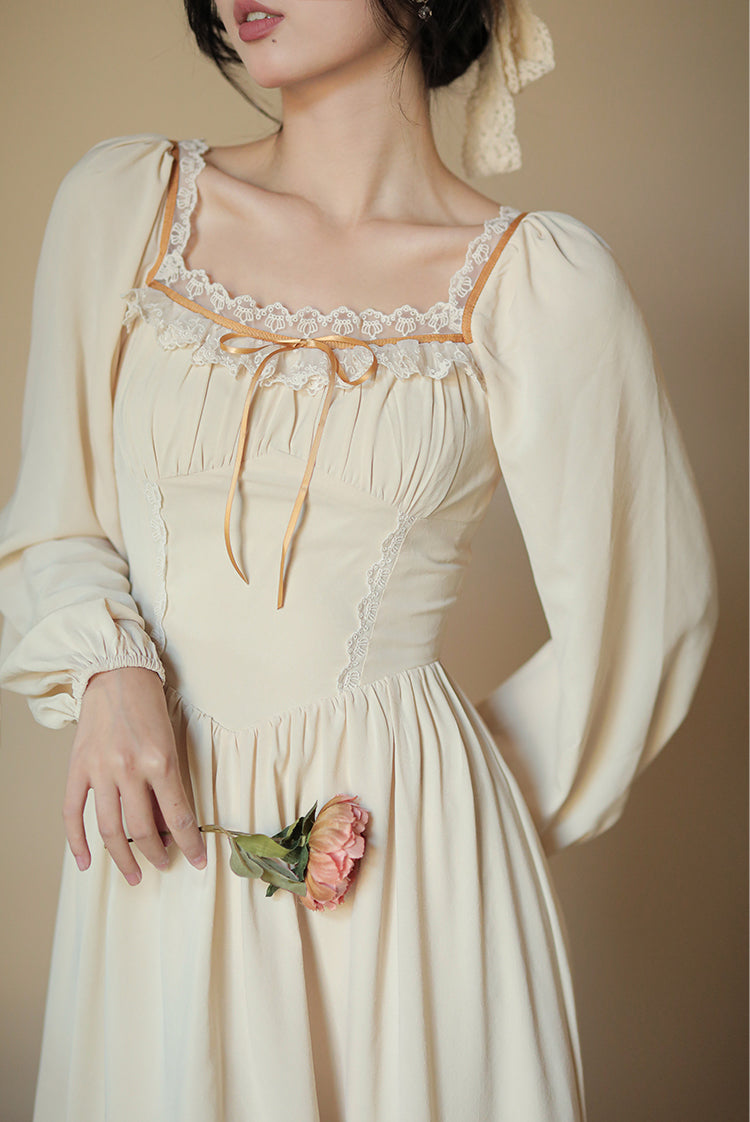 Basic Lace Square Neck Midi Dress Maxct