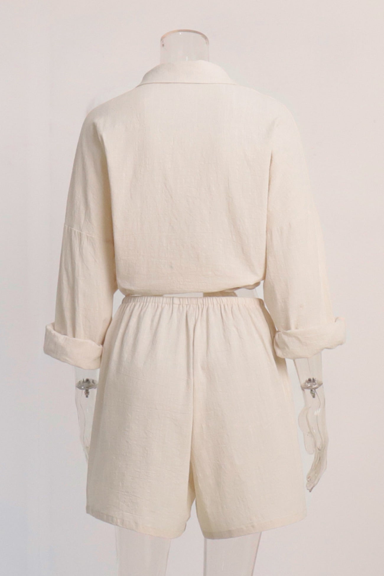 Maxct Cotton Slit Hem Blouse Shorts Suits