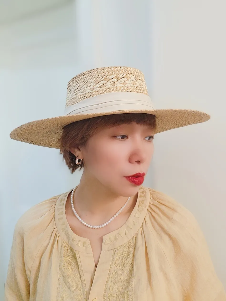 Straw Hat Japanese Style Black Brown Panama Women's Beach Big Brim