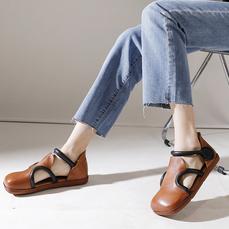 Vintage Niche Leather Flat Sandals Maxct