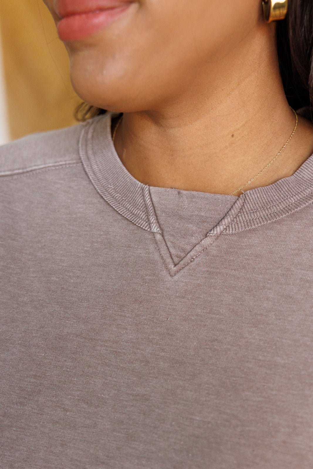 Maxct &Quick Fix Mineral Wash Crew Neck Pullover in Mocha