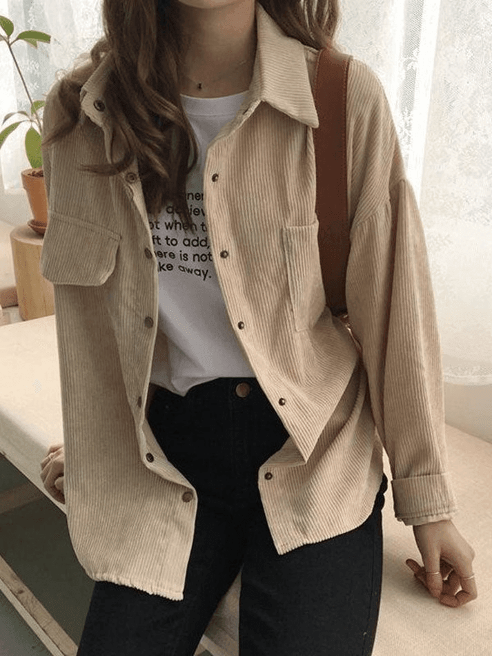 Maxct Corduroy Long Sleeve Button Blouse