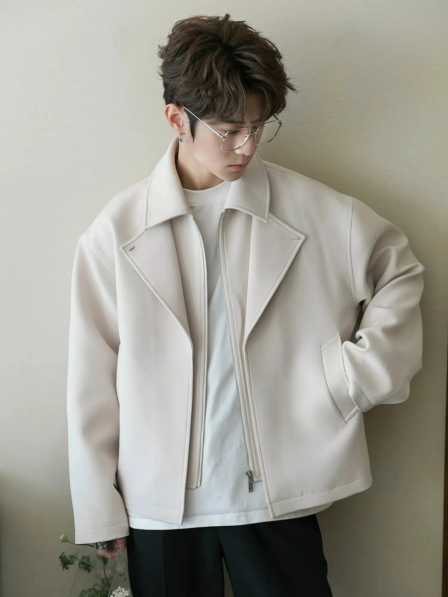 Maxct Two-piece Zip Lapel Wool Jacket