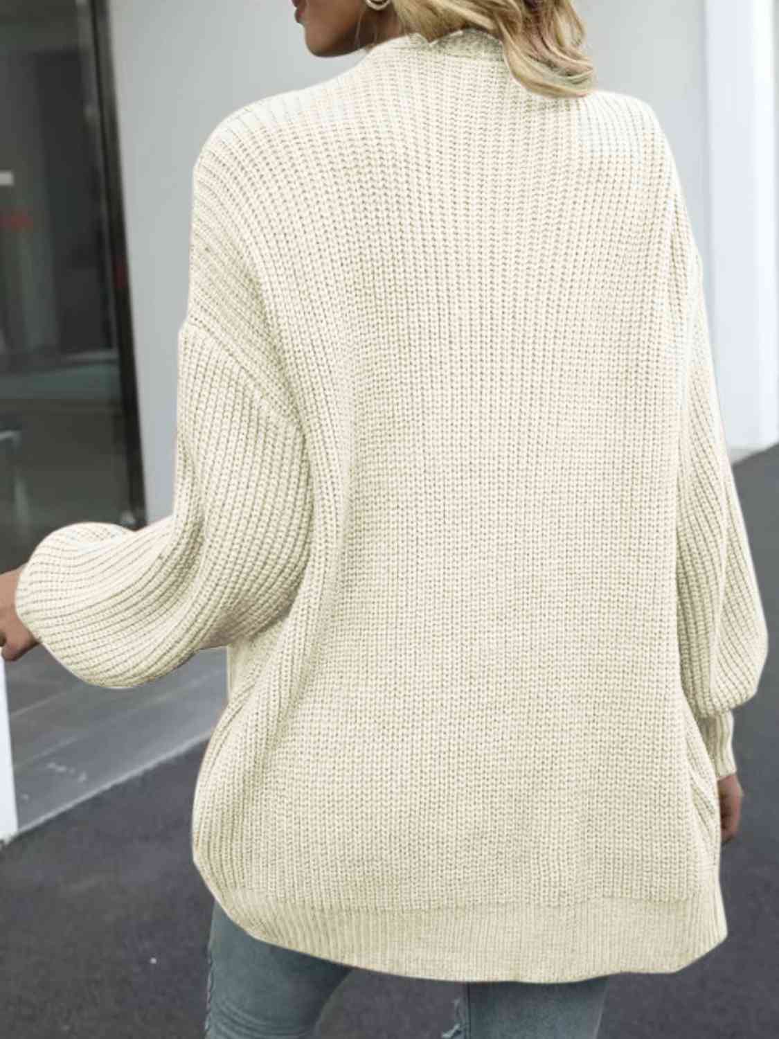 Maxct &Drop Shoulder Balloon Sleeve Cardigan