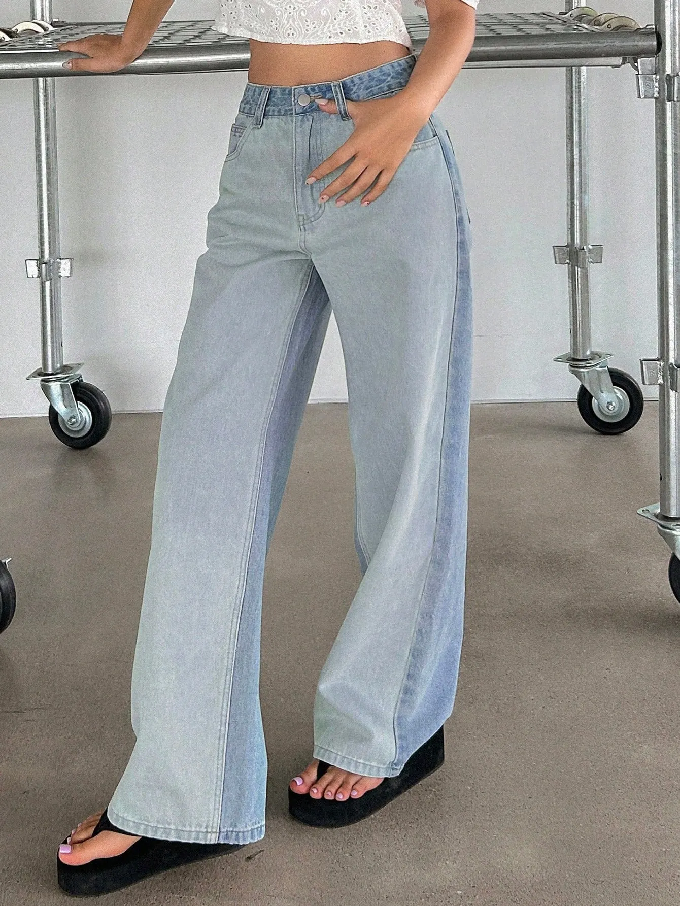 Maxct Women's Loose Fit Wide Leg Casual Denim Pants With Pockets