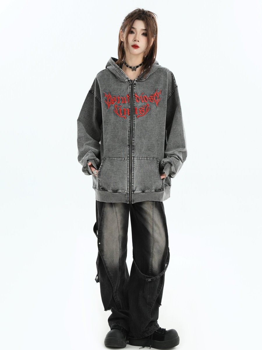 Maxct [Insstudios] Gothic Letter Logo Denim Jacket Na1631