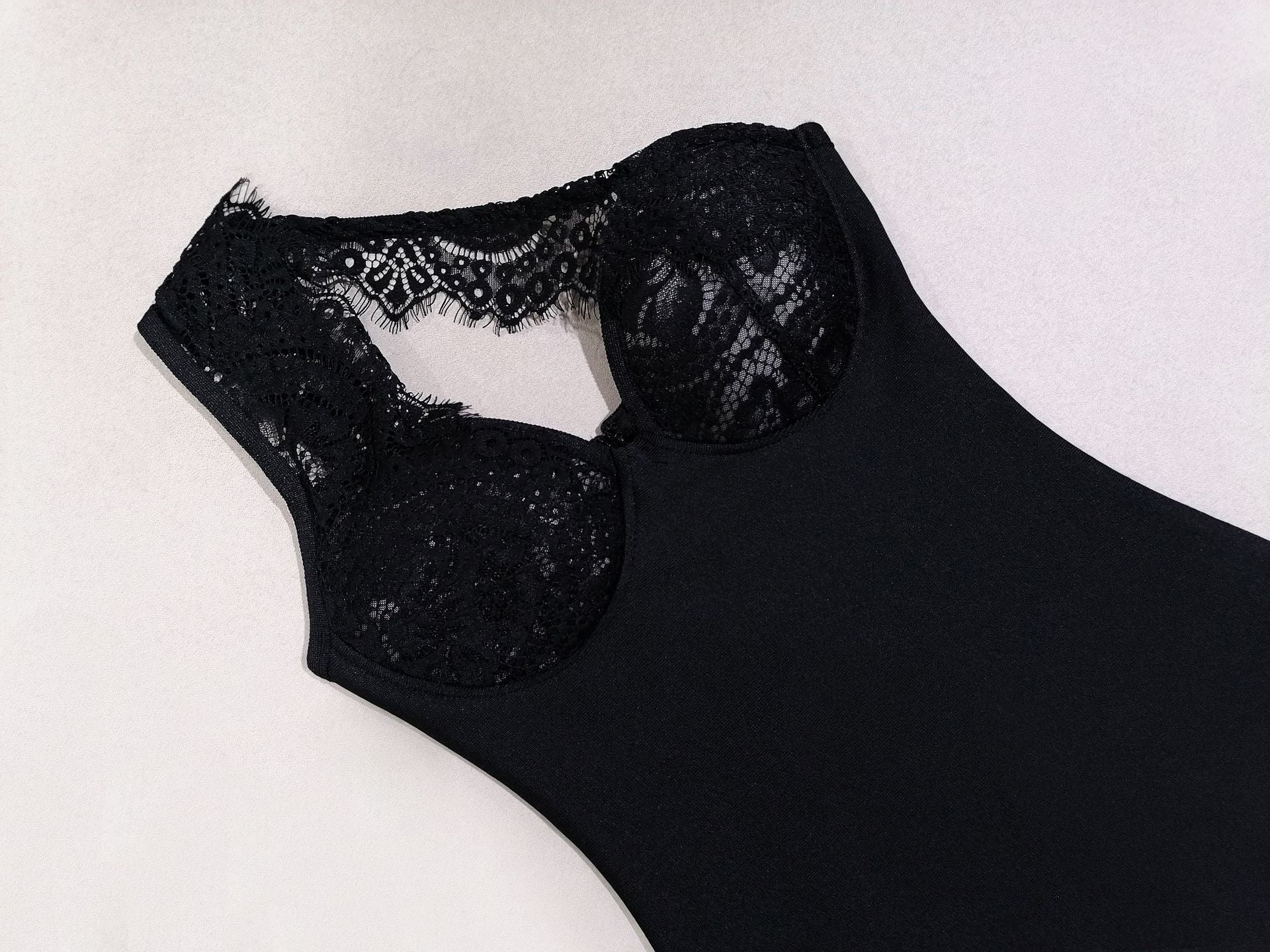 Maxct Export Women's Gothic Style American Hot Girl Black Lace Stitching Bandage Dress Spring Women's High-end Feeling