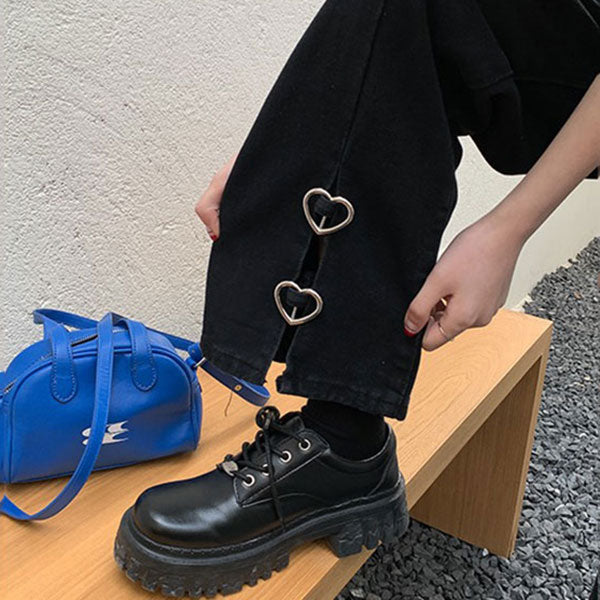 Grunge Aesthetic Flare Slit Jeans Maxct