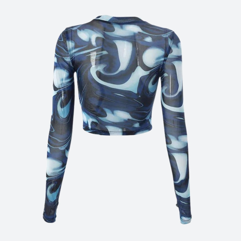 Maxct &Cyberpunk Blue Aura Sheer Top