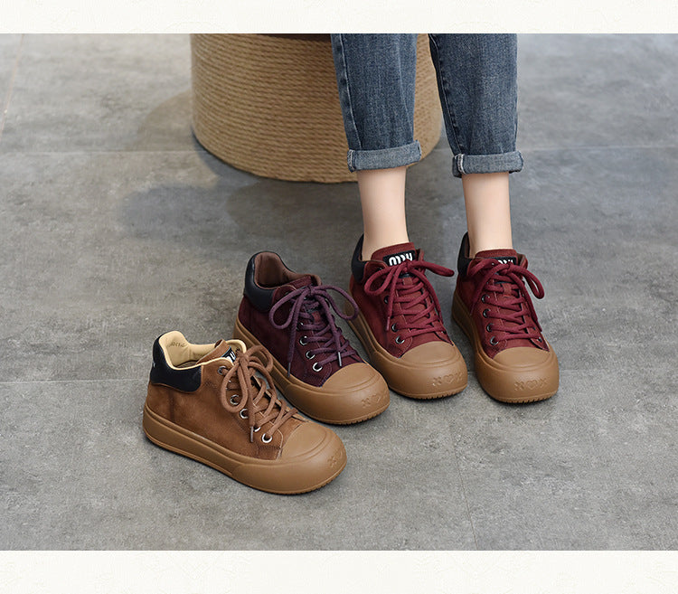 Vintage Leather Lace-Up Short Boots Maxct