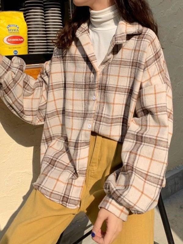 Maxct Checkered Print Button Blouse