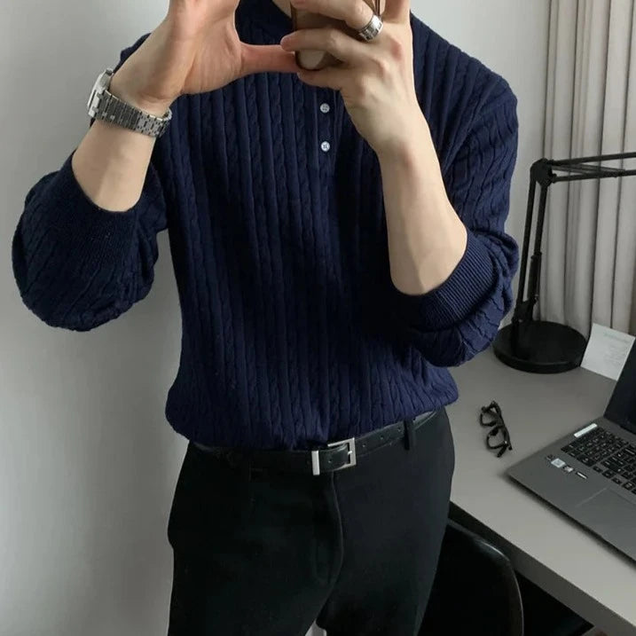 Maxct Cable Knit Henley Sweater
