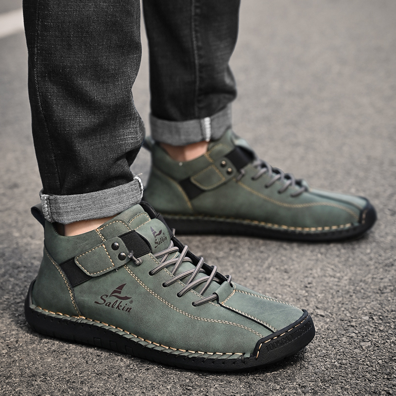 Handmade Design Sneakers Men's Casual Leather Ankle Boots