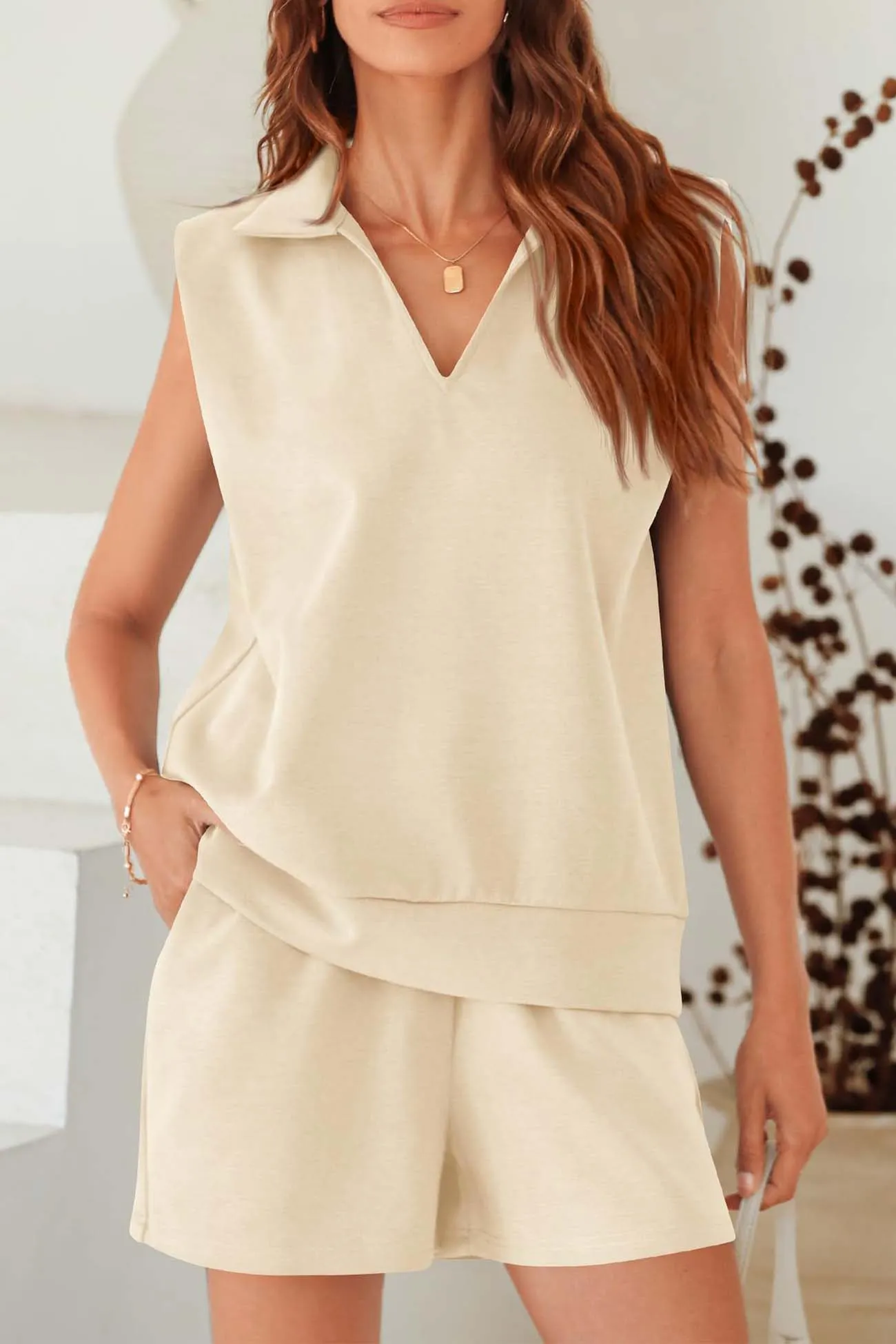 Maxct Sleeveless Sweatshirt Shorts Two Piece Set - Image 5