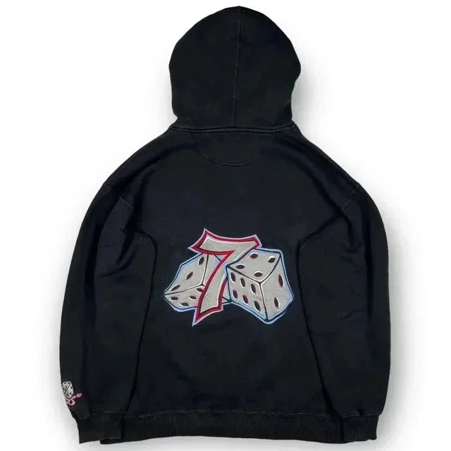 Maxct Streetwear Men Women Clothes Zipper Hoodie Y2K Sweatshirt Hip Hop Letter Embroidery Jacket Retro Pattern Oversized Hoodie 1017