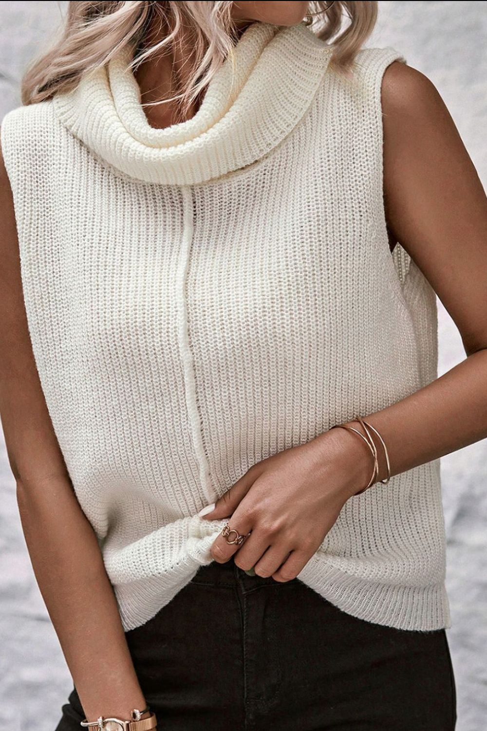 Maxct &Central Seam Turtleneck Sleeveless Sweater Vest