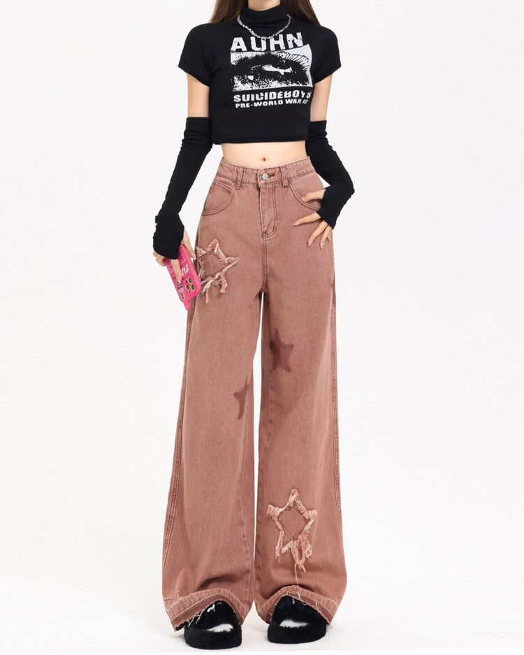 Star Aesthetic Pink Jeans Maxct