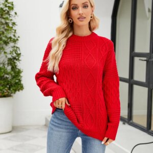 Maxct &Round Neck Dropped Shoulder Sweater