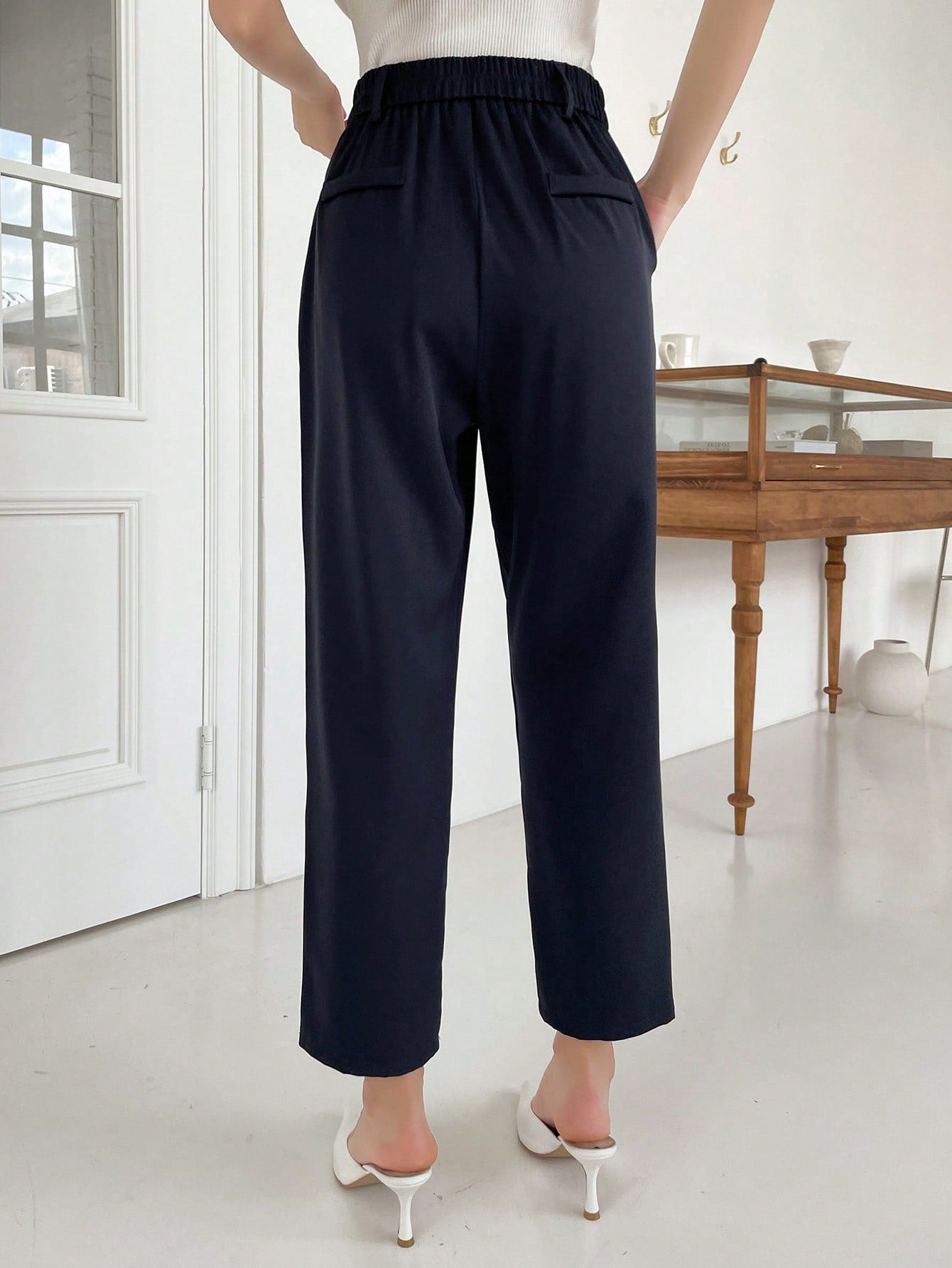 Maxct Solid Slant Pocket Suit Pants