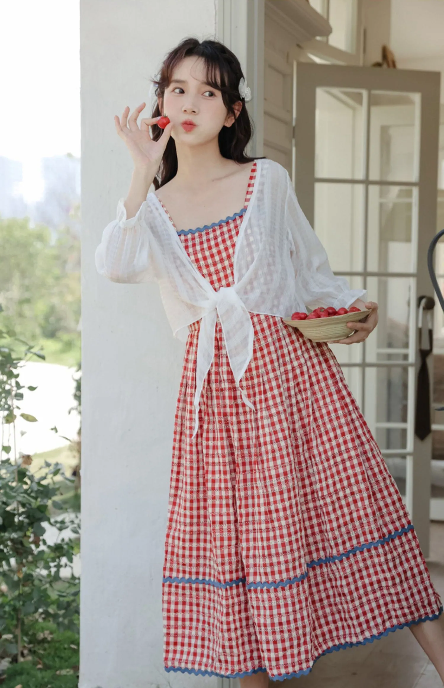 Daisy Chain Gingham Midi Dress Maxct