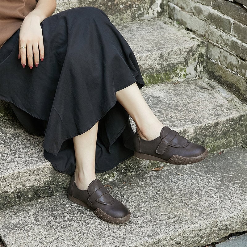 Women's Casual Slip On Loafers Shoes Touch-strap Flats Maxct