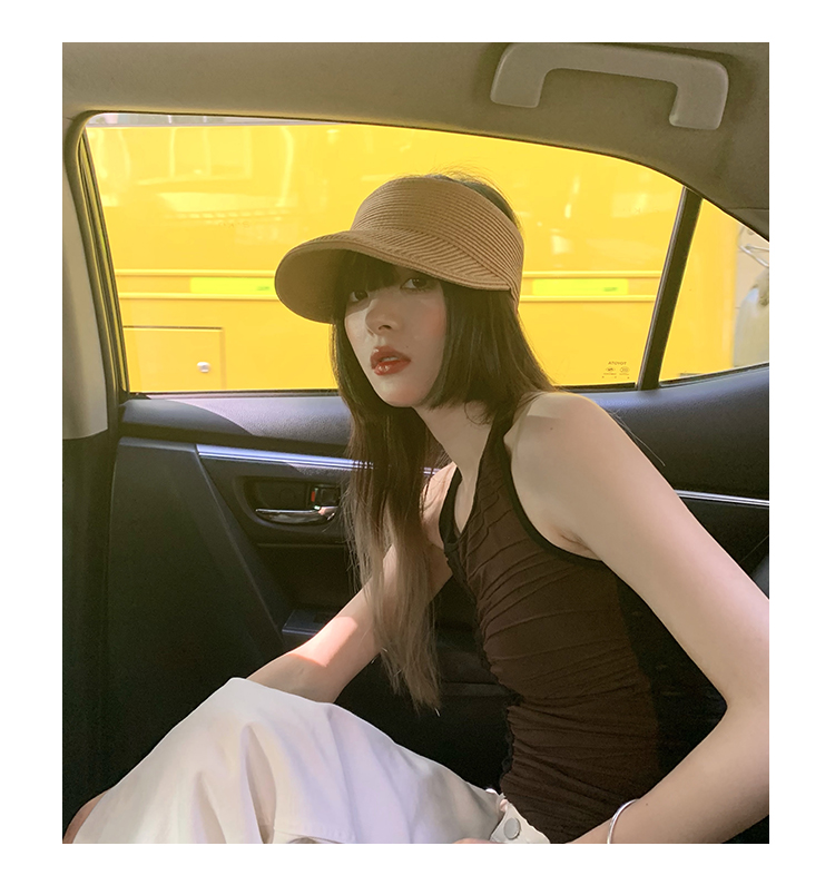 No Top Women's Summer Sun-Proof Travel Fashion Cover Face Straw Hat