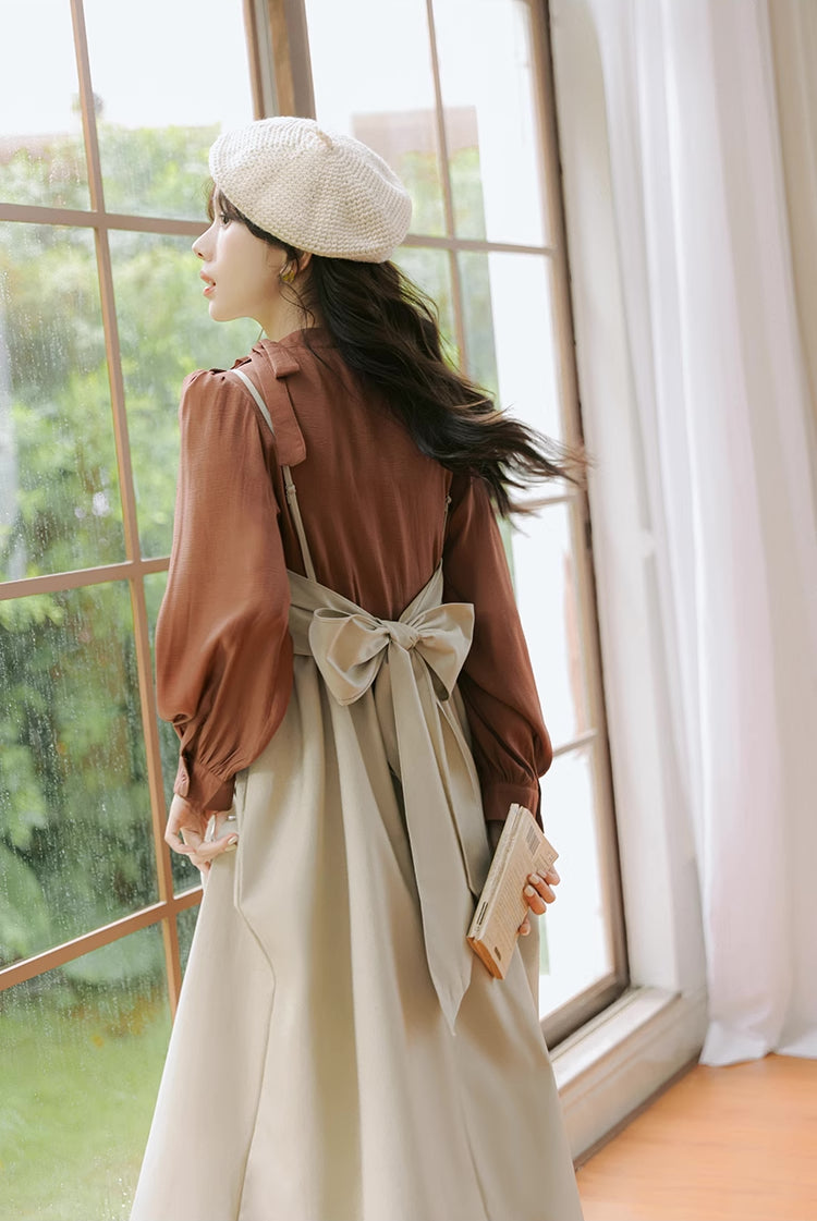 Bow Back Cami Dress & Blouse Set Maxct
