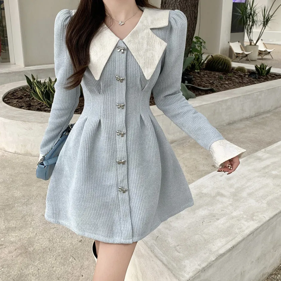 Sweet Bow Peter Pan Knit Dress Maxct