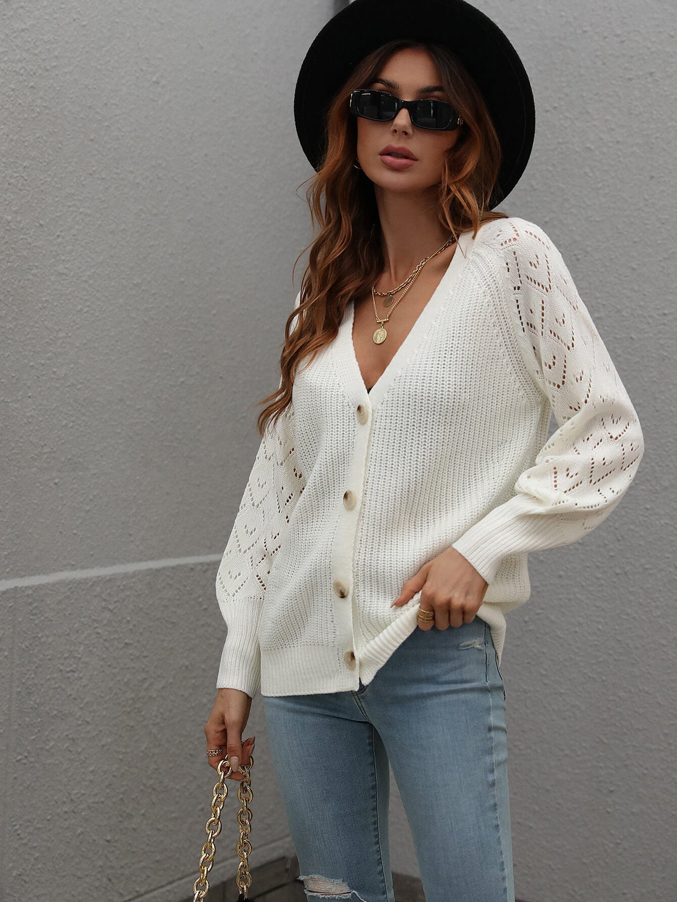 Maxct &Double Take Rib-Knit Plunge Raglan Sleeve Cardigan