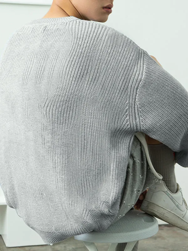 Maxct - Mens Solid Cutout Long Sleeve Sweater