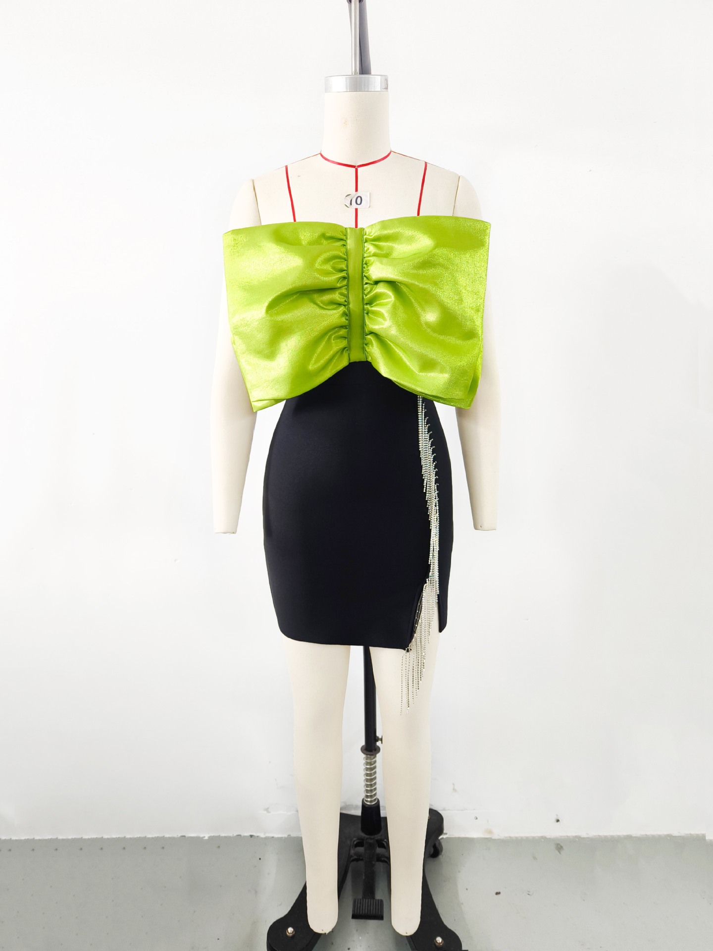 Women's New Mint Mambo Style Bow Strapless Dress Birthday Party Chic Sweet Spicy Dress