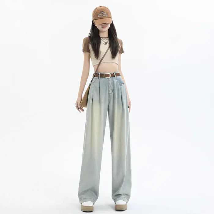 Women's High-Rise Non-Stretch Wide-Leg Jeans