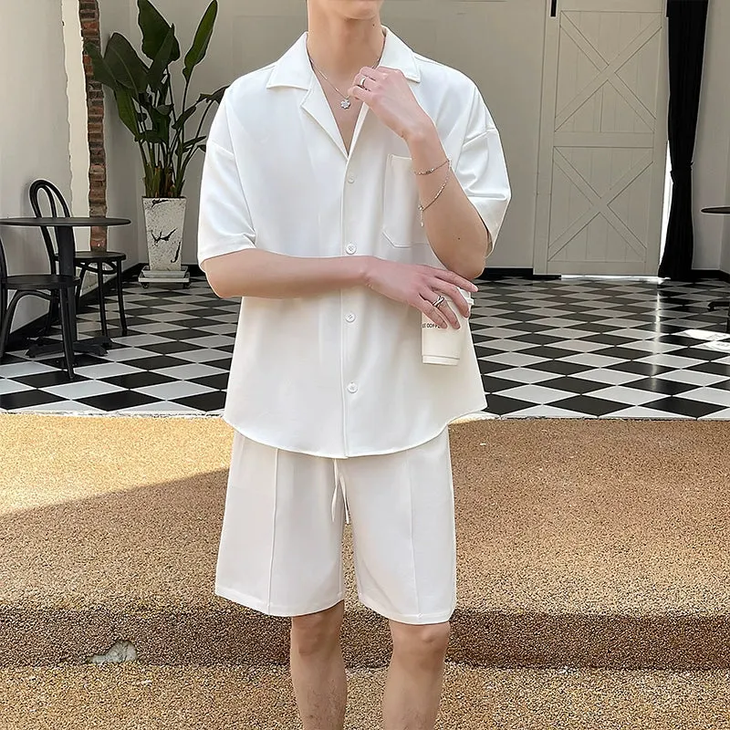 Maxct Lapel Shirt and Shorts Casual Two-piece Suit