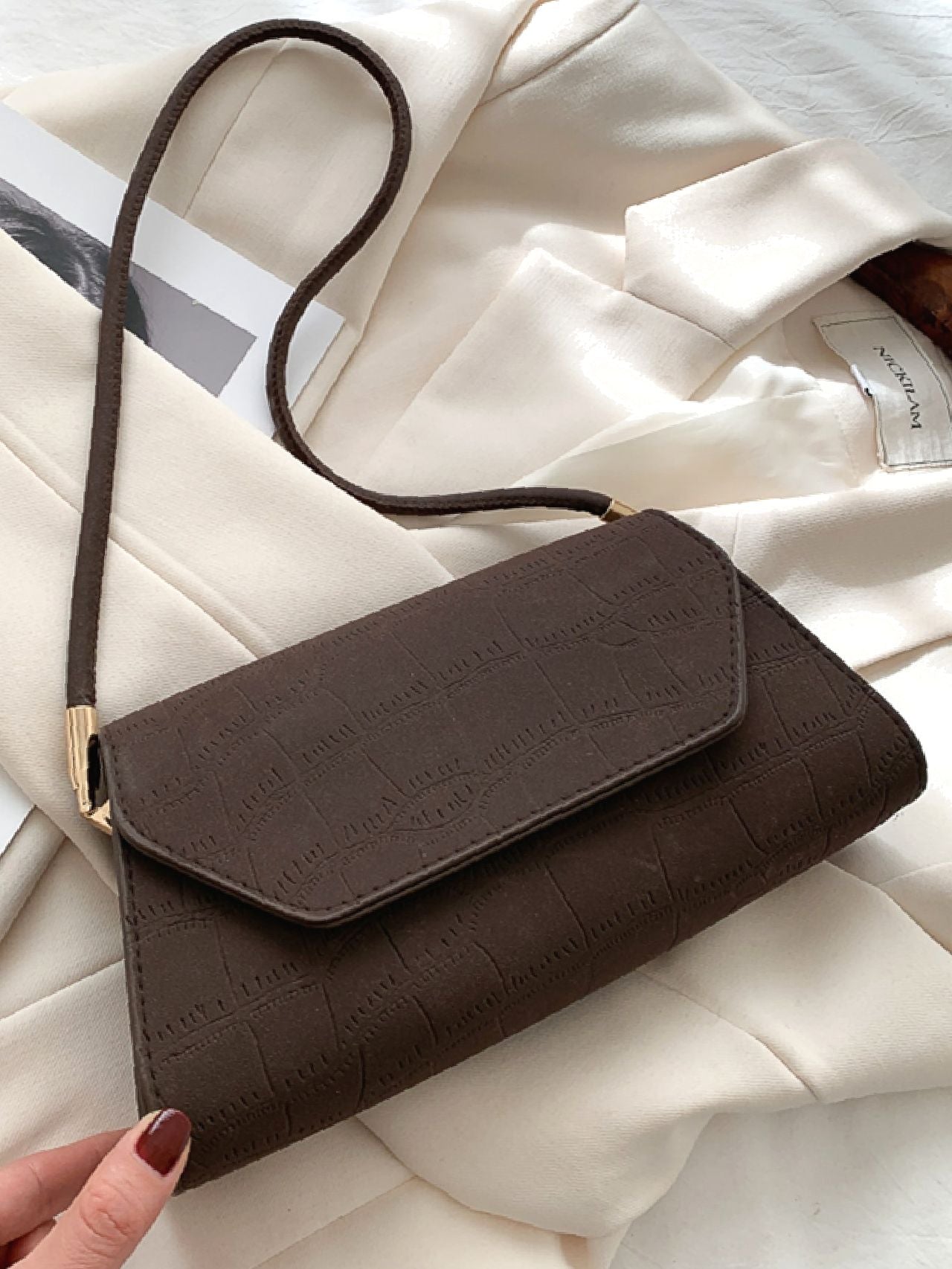 Bag For Love - Crocodile Embossed Flap Novelty Bag  - Women Maxct Bags