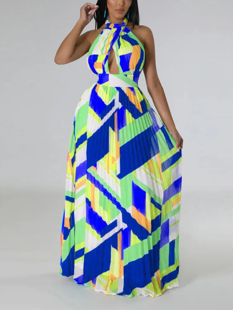 Halter Pleated Maxi Dress Maxct