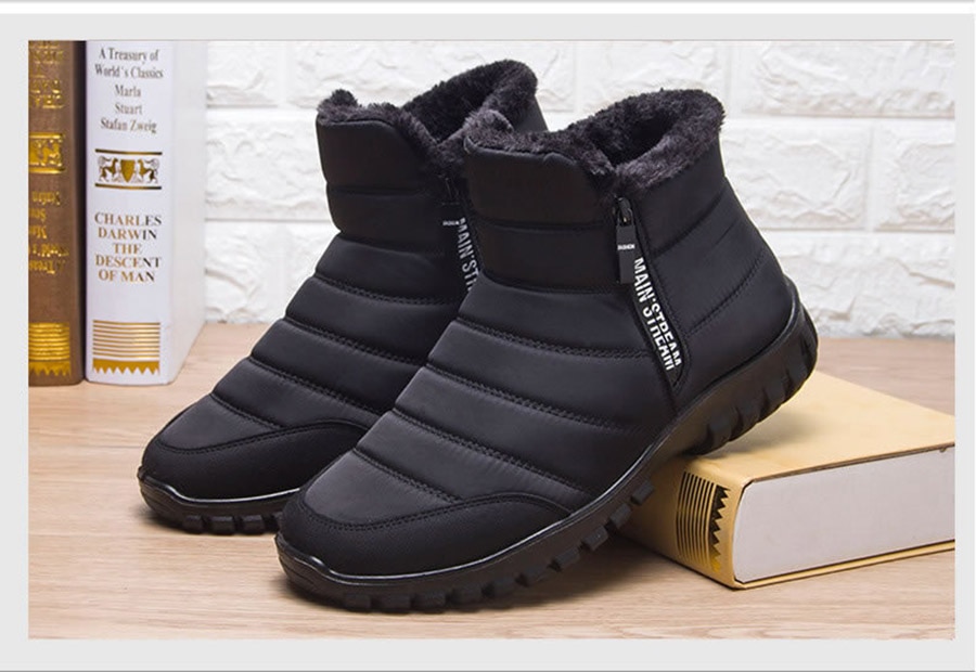 Winter Men's Waterproof Ankle Snow Boots with Non-Slip Soles - true deals club