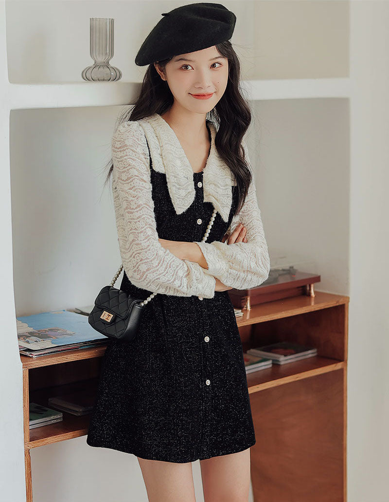Lace Bow Sweater Dress Maxct