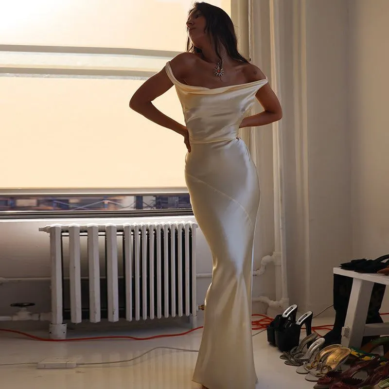 Snowdrop Plunging Back Cowl Maxi Dress Maxct