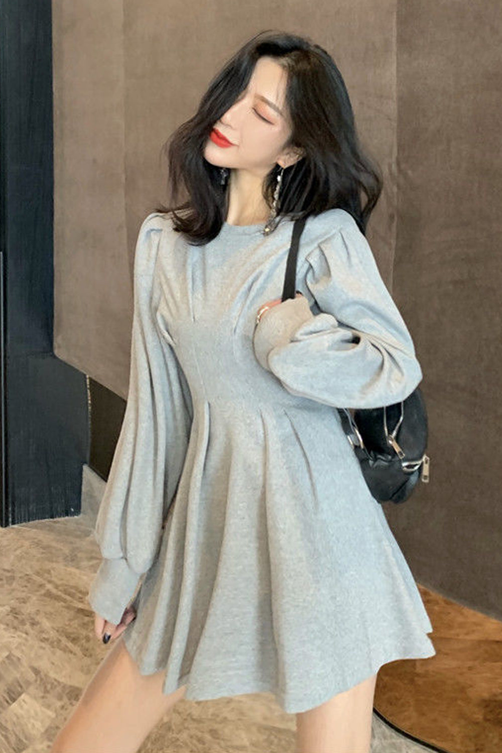 Long Sleeve Abdomen Casual Dress Maxct