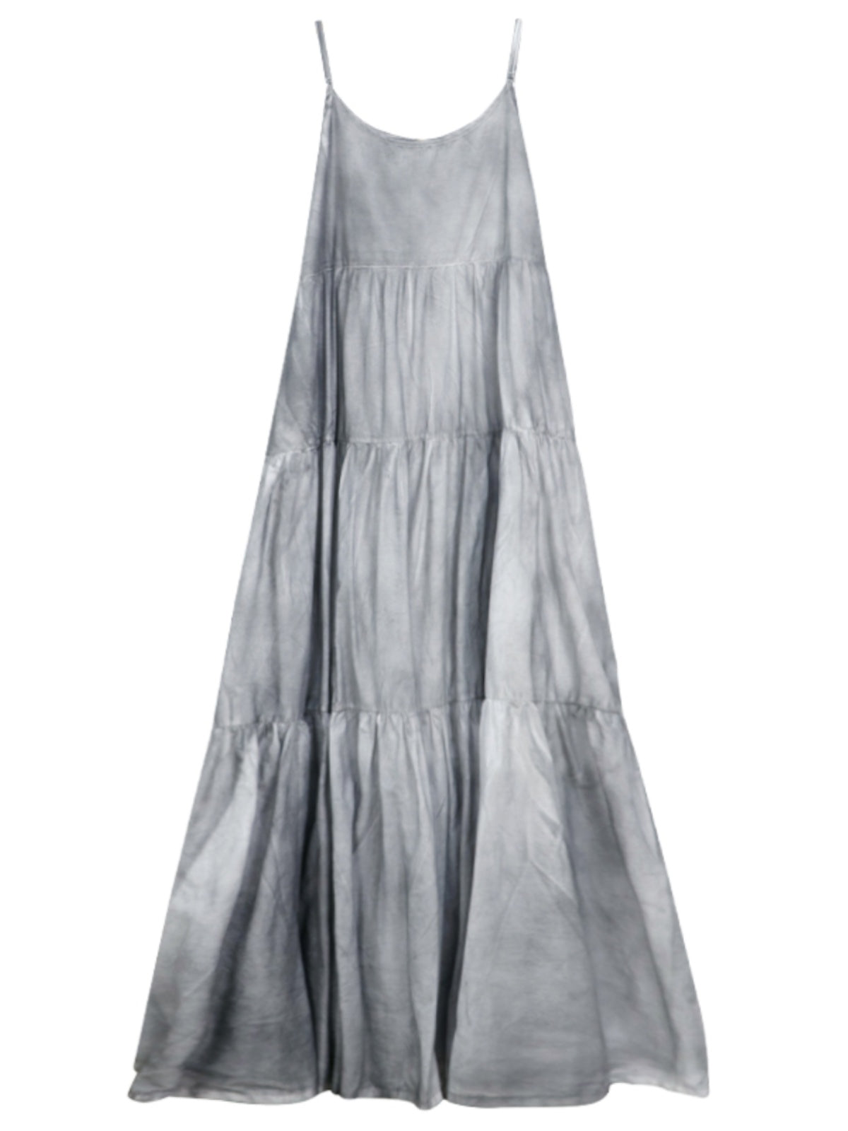 Maxct Summer Gray Tie-Dye Spaghetti Strap Wide Hemline Dress