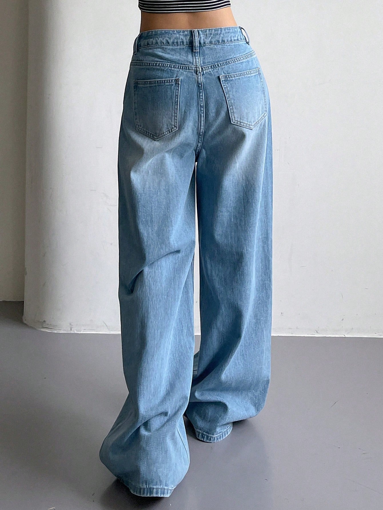Maxct Women's Loose Fit Wide Leg Casual Denim Pants With Pockets