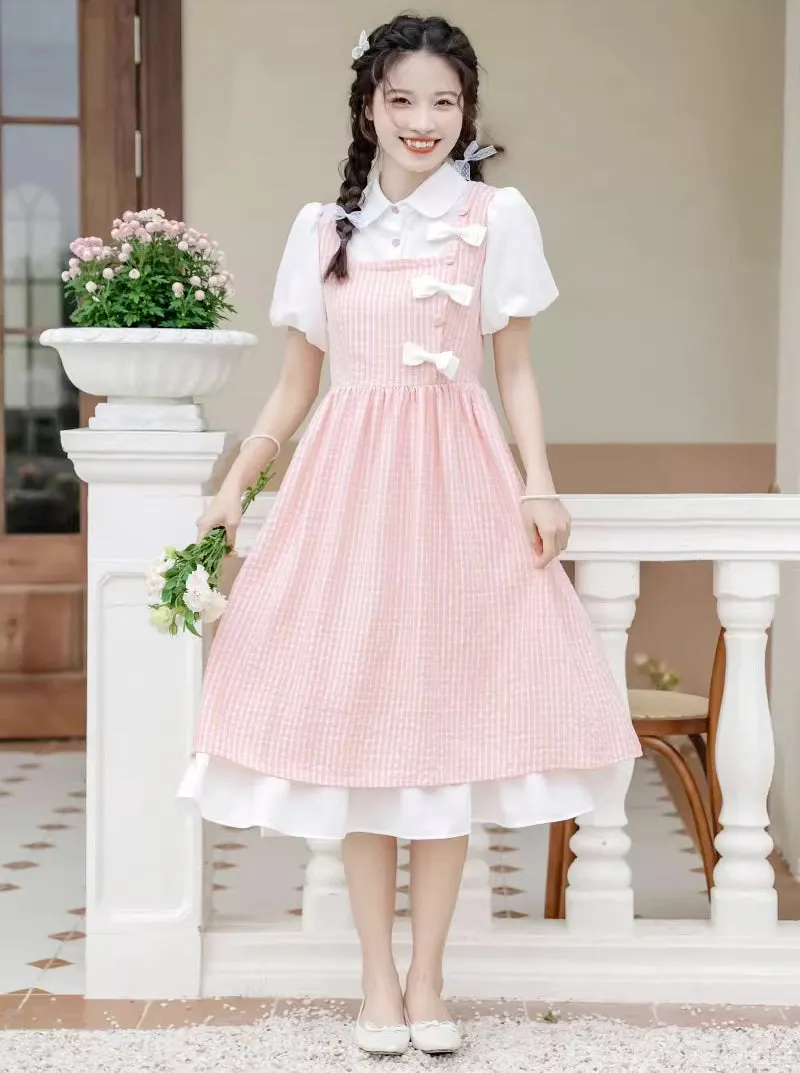 Gingham Bows Twofer Dress Maxct