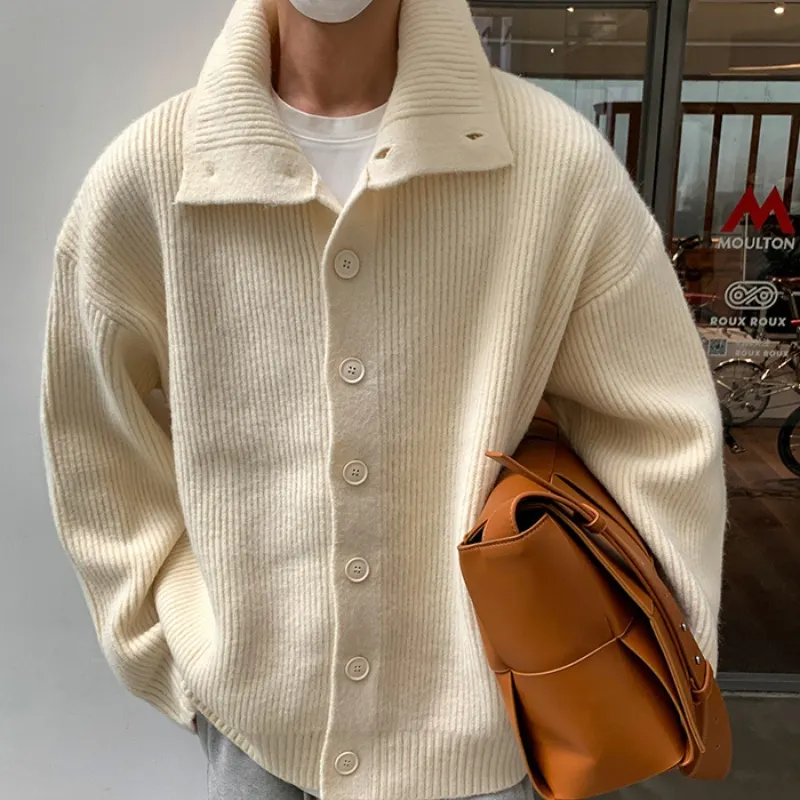 Men's Kit Cardigun, Men's Design, Fashion, Spring, Tubneck Design Cardigun, Sweaters, Outcoat, Jacket