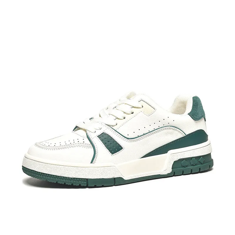 Women's Causal Genuine Sneakers - White Color Block With Green/Grey Maxct