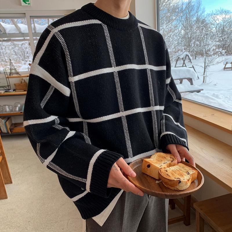 Maxct Black Pullover Plaid Sweater