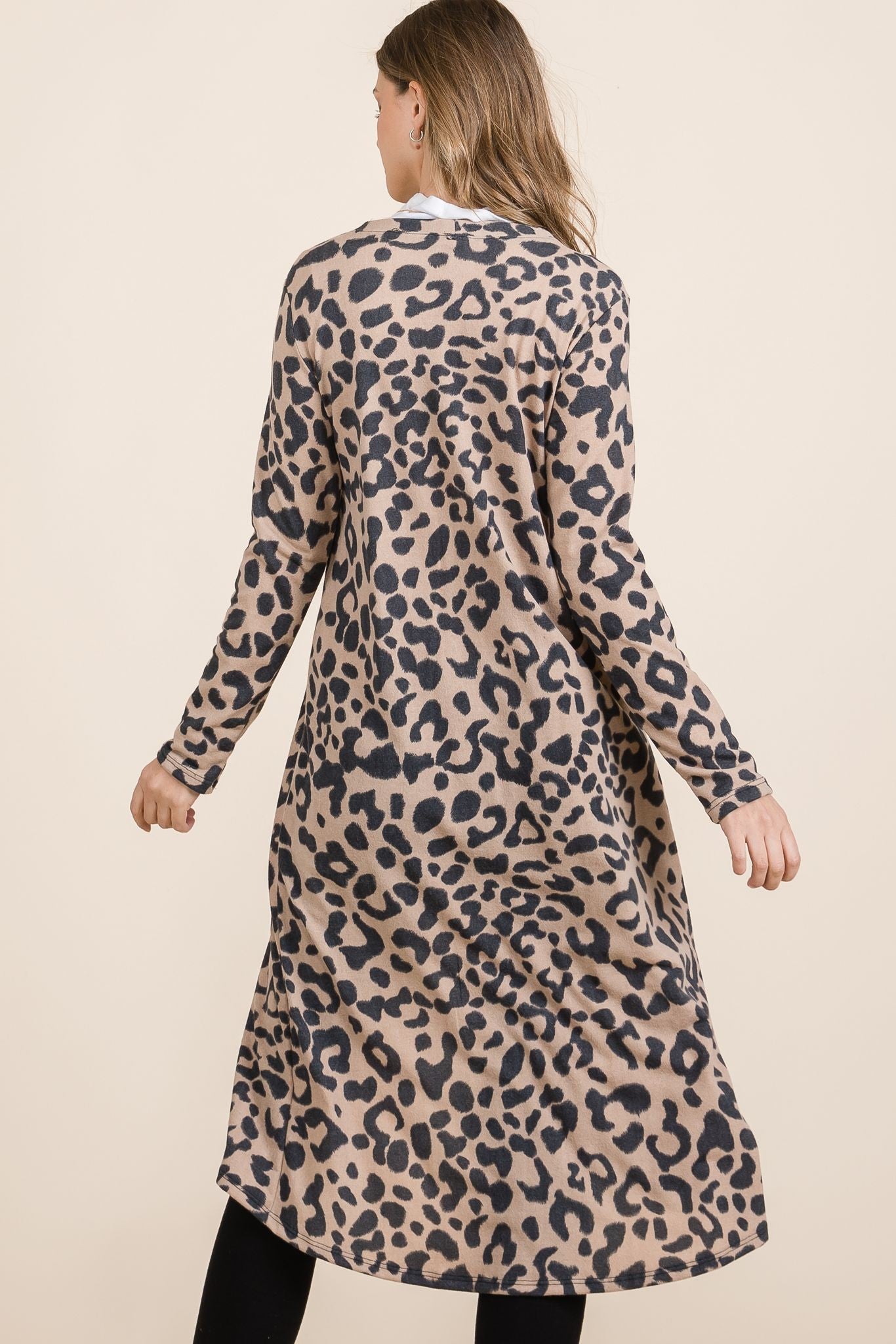 Maxct &Celeste Full Size Leopard V-Neck Long Sleeve Cardigan