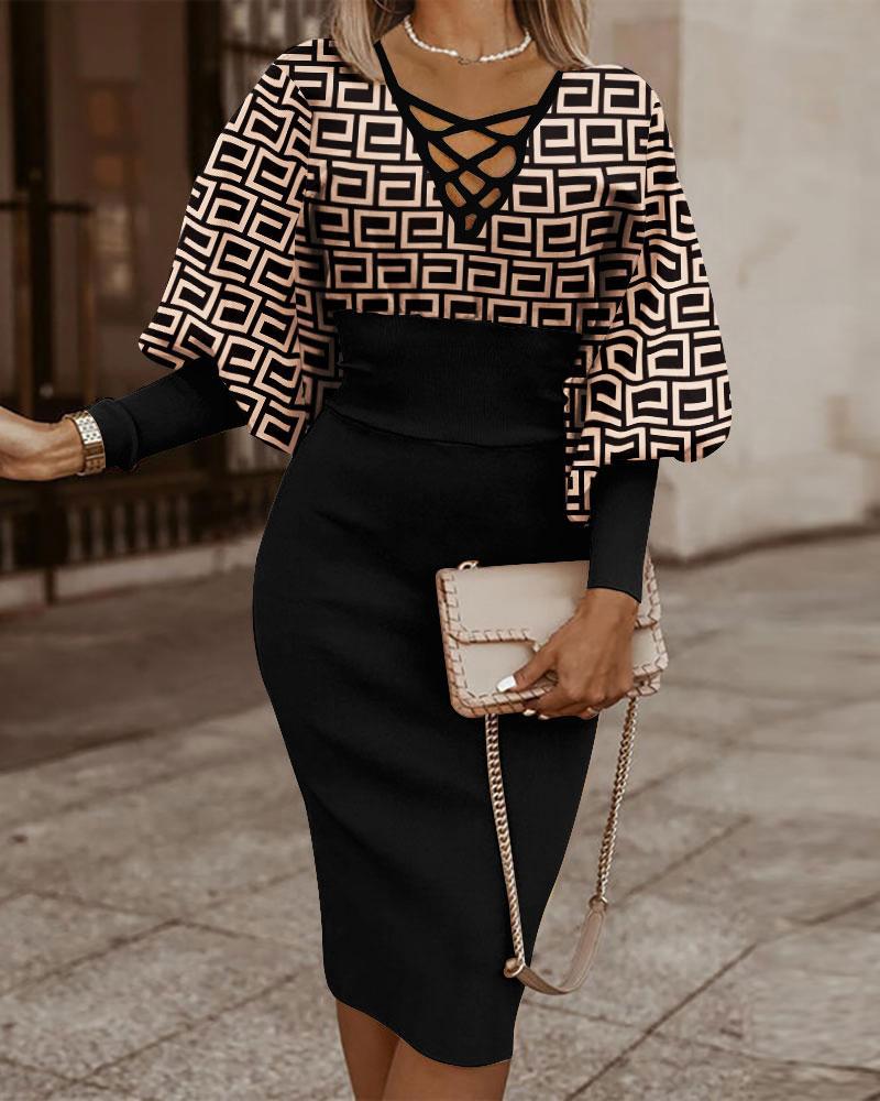 Maxct Independent Station Fashionable Fashion Printed Long-Sleeved Dress Women's Spot