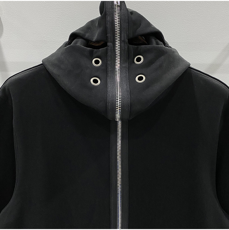 Men's Shark Zip Black Cotton Hoodie - true deals club