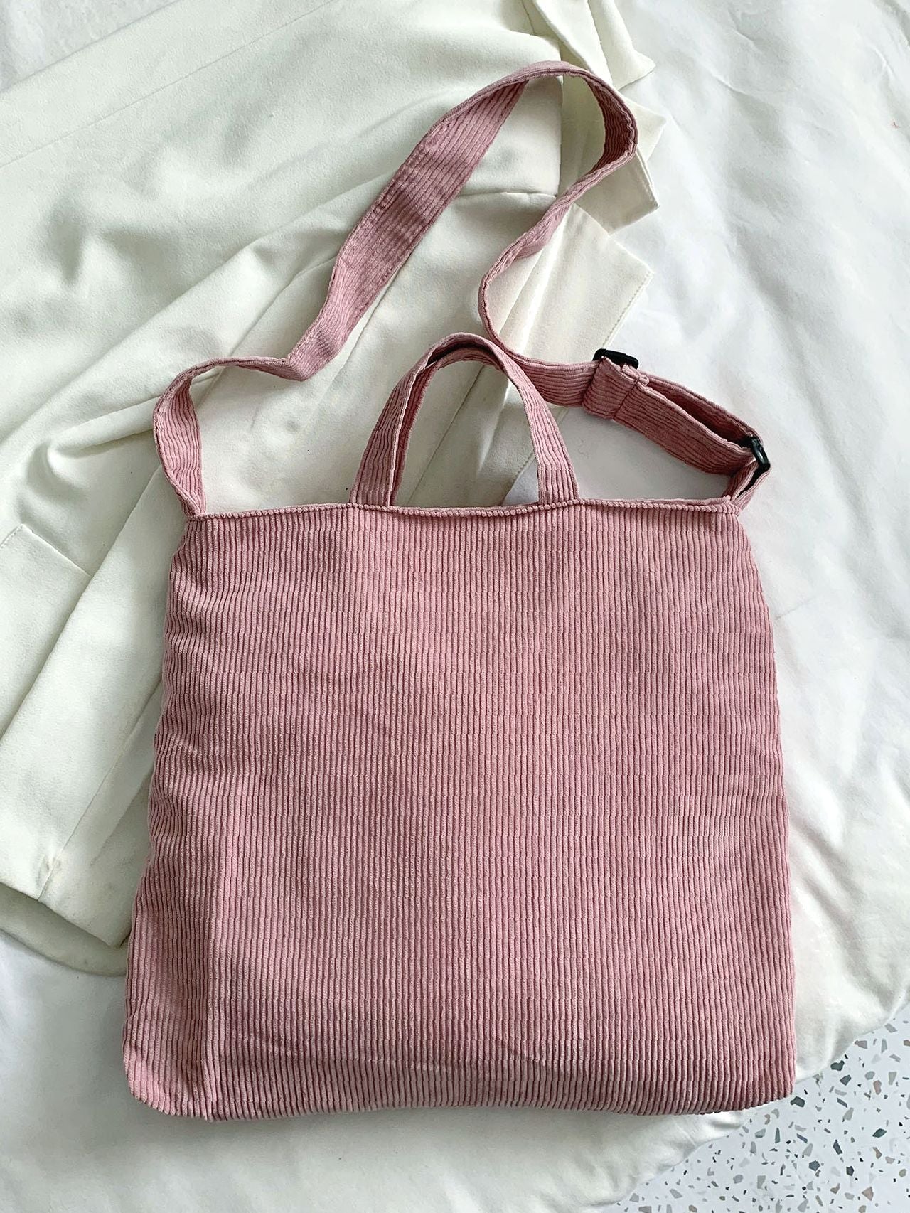 Maxct - Corduroy Letter Graphic Top Handle Bag  - Women Tote Bags
